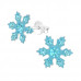 Children's Silver Snowflake Ear Studs with Crystal