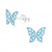 Children's Silver Butterfly Ear Studs with Crystal