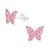 Children's Silver Butterfly Ear Studs with Crystal