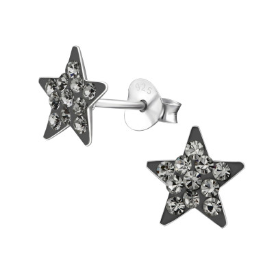 Children's Silver Star Ear Studs with Crystal