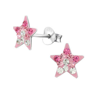 Children's Silver Star Ear Studs with Crystal