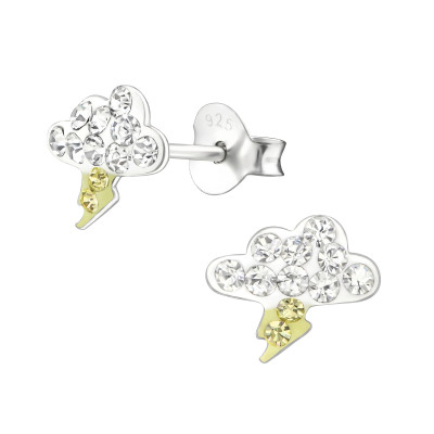 Children's Silver Cloud Crystal Ear Studs