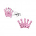 Children's Silver Crown Ear Studs with Crystal