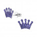 Children's Silver Crown Ear Studs with Crystal