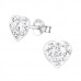 Children's Silver Heart Ear Studs with Crystal