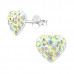 Children's Silver Heart Ear Studs with Crystal