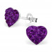 Children's Silver Heart Ear Studs with Crystal