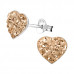 Children's Silver Heart Ear Studs with Crystal