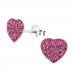 Children's Silver Heart Ear Studs with Genuine European Crystals