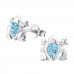 Children's Silver Frog Ear Studs with Crystal