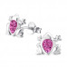 Children's Silver Frog Ear Studs with Crystal