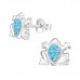 Children's Silver Frog Ear Studs with Crystal