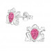 Children's Silver Frog Ear Studs with Crystal