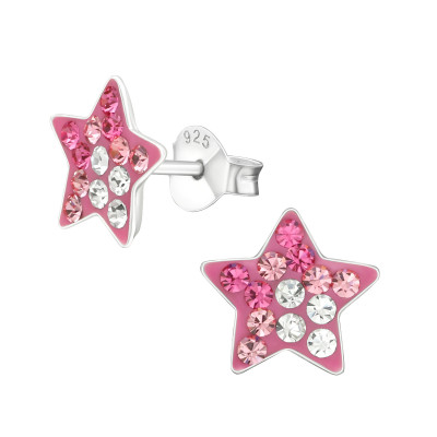 Children's Silver Star Ear Studs with Crystal