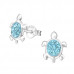 Children's Silver Turtle Ear Studs with Crystal