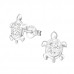 Children's Silver Turtle Ear Studs with Crystal