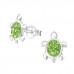 Children's Silver Turtle Ear Studs with Crystal