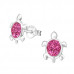 Children's Silver Turtle Ear Studs with Crystal