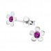 Children's Silver Flower Ear Studs with Crystal