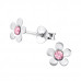 Children's Silver Flower Ear Studs with Crystal