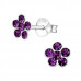 Children's Silver Flower Ear Studs with Crystal