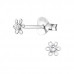 Children's Silver Flower Ear Studs with Crystal