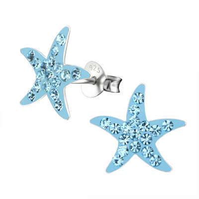 Children's Silver Star Ear Studs with Crystal