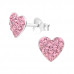 Children's Silver Heart Ear Studs with Crystal