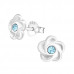 Children's Silver Flower Ear Studs with Crystal