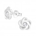 Children's Silver Flower Ear Studs with Crystal