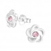 Children's Silver Flower Ear Studs with Crystal