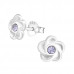 Children's Silver Flower Ear Studs with Crystal