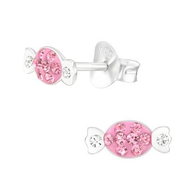 Children's Silver Candy Ear Studs with Crystal