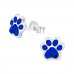 Children's Silver Paw Print Ear Studs with Crystal