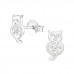 Children's Silver Cat Ear Studs with Crystal