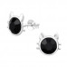 Children's Silver Cat Ear Studs with Crystal