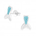 Children's Silver Mermaid Tail Ear Studs with Crystal