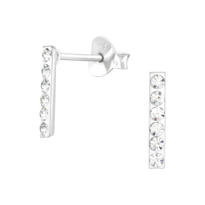 Children's Silver Bar Crystal Ear Studs