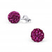 Children's Silver Round Ear Studs with Crystal