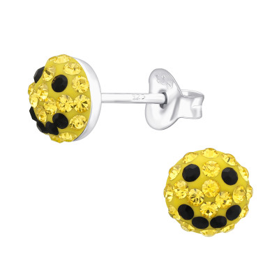 Children's Silver Smile Face Ear Studs with Crystal