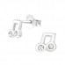 Children's Silver Music Note Ear Studs with Crystal