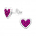 Children's Silver Heart Ear Studs with Crystal