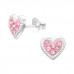 Children's Silver Heart Ear Studs with Crystal