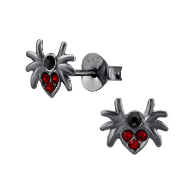 Spider Children's Sterling Silver Ear Studs with Crystal