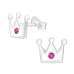 Children's Silver Crown Ear Studs with Crystal