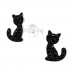 Children's Silver Cat Ear Studs with Crystal