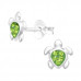 Charming Children's Silver Turtle Ear Studs with Crystal