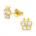 Children's Silver Butterfly Ear Studs with Crystal