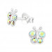 Children's Silver Butterfly Ear Studs with Crystal