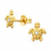 Children's Silver Turtle Ear Studs with Crystal